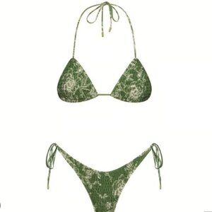 Triangl Sara Sacramento Green Floral Ruched Bikini Top